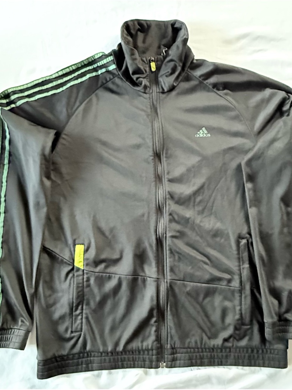 adidas Black Track Jacket with Mint Accent Stripes